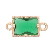 Entrepieza rectangular de cristal facetado 12x6 mm - Dorado - Verde esmeralda x1
