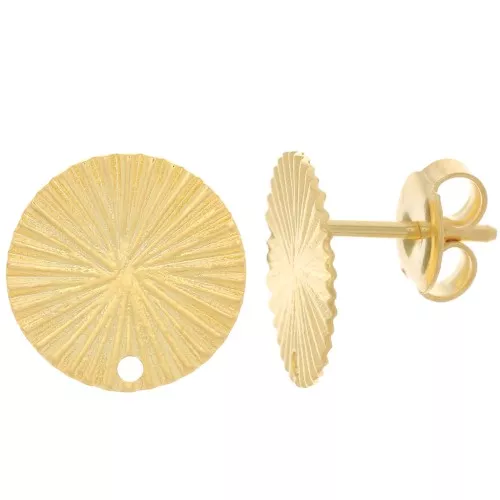 Pendientes redondos 12 mm efecto plisado - Dorado x2