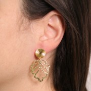 Pendientes redondos 12 mm efecto plisado - Rodio x2