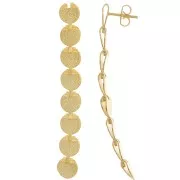 Pendientes colgantes largos martillados 62x8 mm - Dorado con oro fino x2