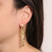 Pendientes colgantes largos martillados 62x8 mm - Dorado con oro fino x2