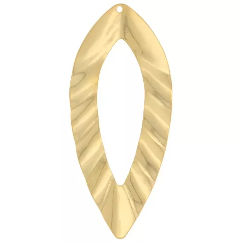 Colgante de hoja hueca con efecto plisado 47x21 mm - Dorado con oro fino x1