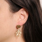 Colgante hoja calada 25x17,5 mm - Dorado con oro fino x1