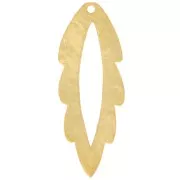 Colgante hoja hueca martillada 35x13 mm - Dorado con oro fino x1