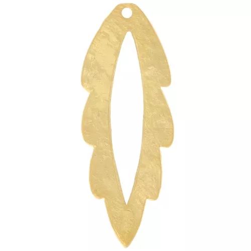 Colgante hoja hueca martillada 35x13 mm - Dorado con oro fino x1