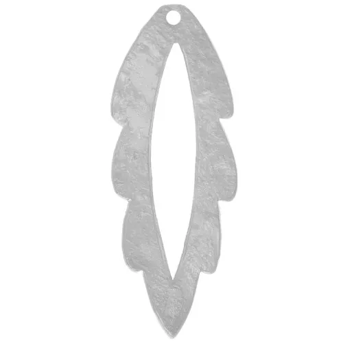 Colgante hoja hueca martillada 35x13 mm - Rodio x1