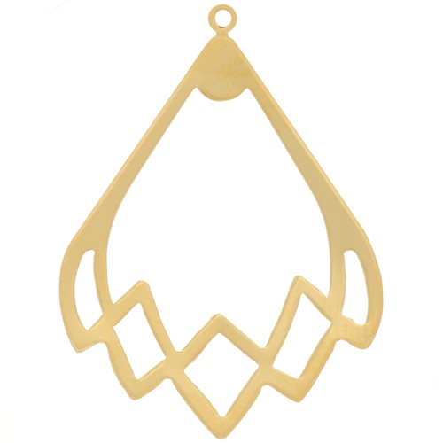 Colgante gota hueca de diseño 30x22 mm - Dorado con oro fino x1