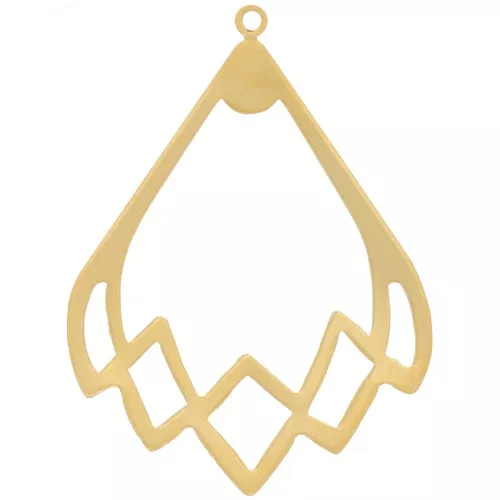 Colgante gota hueca de diseño 30x22 mm - Dorado con oro fino x1