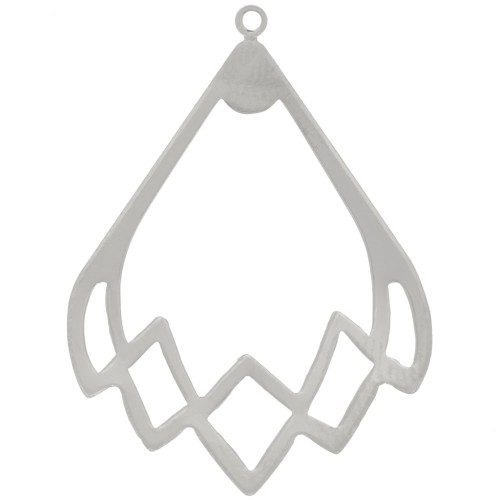 Colgante gota hueca 30x22 mm - Rodio x1