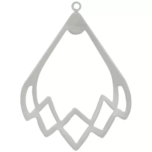 Colgante gota hueca 30x22 mm - Rodio x1