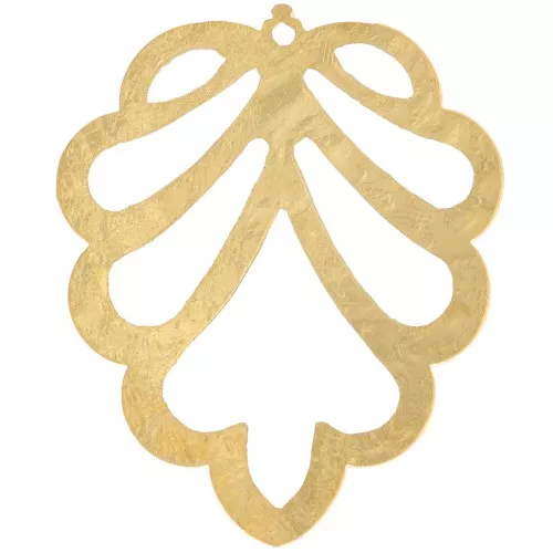 Colgante de hoja calada con textura 27x22,5 mm - Dorado con oro fino x1
