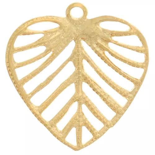 Colgante corazón calado 17,5x16,5 mm - Dorado con oro fino x1