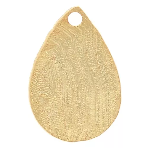 Charm gota texturizada 13x9 mm - Dorado con oro fino x1