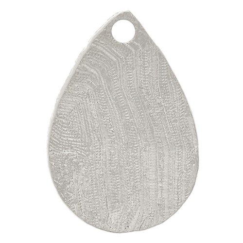 Colgante gota texturizada 13x9 mm - Rodio x1