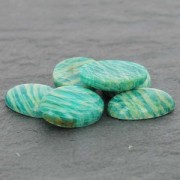 Cabuchón ovalado facetado 18x13 mm Amazonite con rayas x1