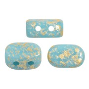 Cuentas de vidrio Lipsi® de Puca® 4x6 mm - Opaque Aqua Gold Splash Mat x10g|raw }}