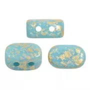 Cuentas de vidrio Lipsi® de Puca® 4x6 mm - Opaque Aqua Gold Splash Mat x10g