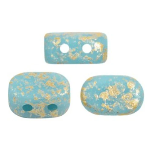 Cuentas de vidrio Lipsi® de Puca® 4x6 mm - Opaque Aqua Gold Splash Mat x10g