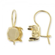 Ganchos engaste cabujón 1028/1088 8 mm dorado con oro fino x2