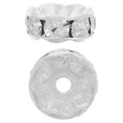 Perla rondel Strass 8 mm Crystal de Plata 925 x1