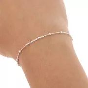 Cadena Gourmette con cuentas (1x1) 2 mm Plata 925 x1m