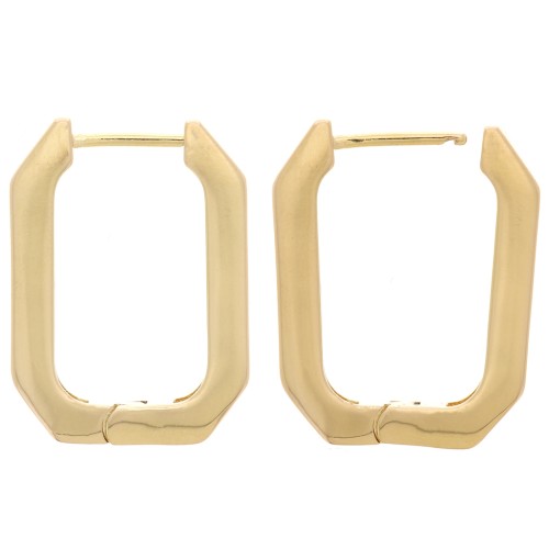 Pendientes criollas octogonales alargadas 25x18 mm - Chapado de oro 3 micras x2