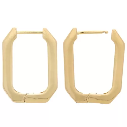 Pendientes criollas octogonales alargadas 25x18 mm - Chapado de oro 3 micras x2
