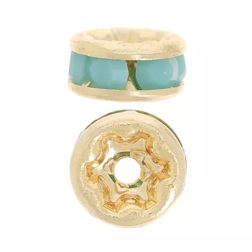 Strass rondelle 4.5 mm - Dorado - Turquesa x4