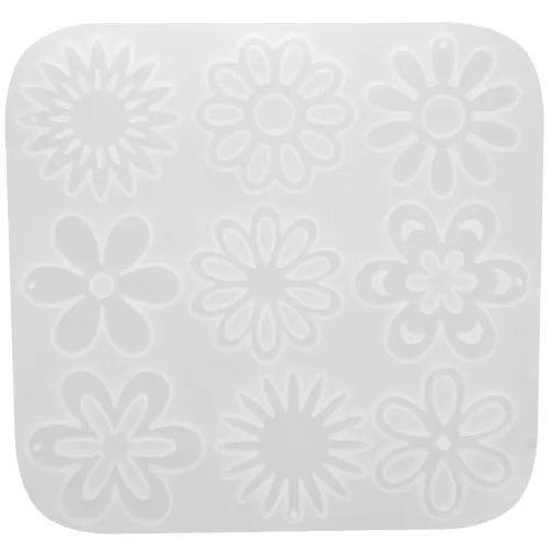 Molde de silicona para hacer 9 colgantes flor de resina - Transparente x1