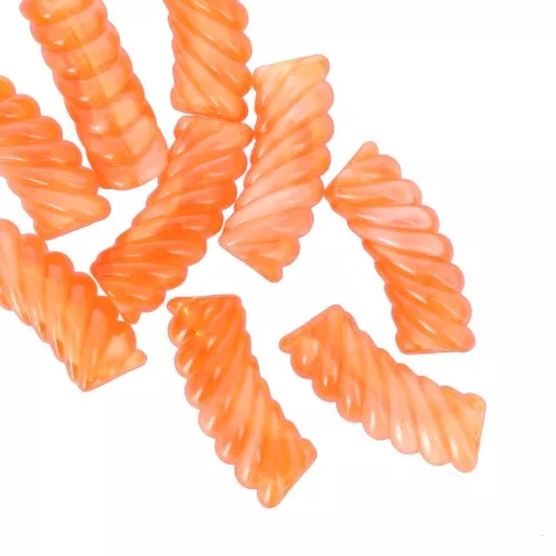 Perlas de acrílico transparente 35x12 mm - Naranja jaspeado x6