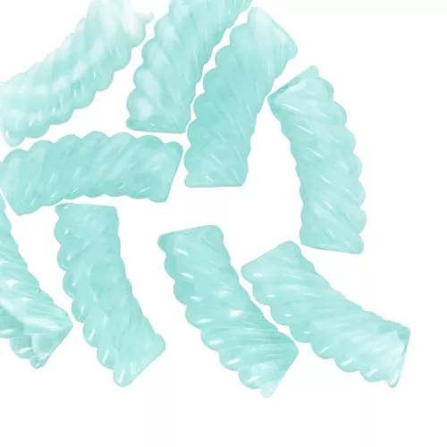 Abalorios acrílicos transparentes tubo curvado 35x12 mm - Turquesa jaspeado x6