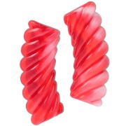 Abalorios acrílicos transparentes tubo curvado 35x12mm - Rojo jaspeado x6