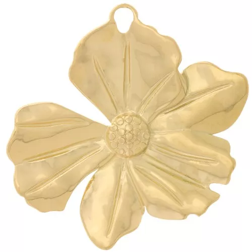 Colgantes flor 40x42 mm - Acero inoxidable 304L Dorado x2