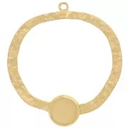 Colgantes irregulares martillados 35mm - cabujón plano 8 mm acero inoxidable 304, dorado x2