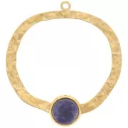 Colgantes irregulares martillados 35mm - cabujón plano 8 mm acero inoxidable 304, dorado x2