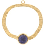 Colgantes irregulares martillados 35mm - cabujón plano 8 mm Acero inoxidable 316L dorado x2