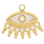 Colgante de ojo de 13x15 mm con nácar y óxidos de circonio - Acero inoxidable Dorado 304L x1
