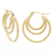 Aro de 3 hilos de acero inoxidable 316L Dorado 25 mm x 2