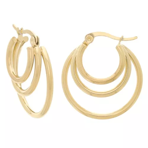 Aro de 3 hilos de acero inoxidable 316L Dorado 25 mm x 2