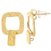 Pendientes martillados cuadrados y rectangulares pequeños 20x14mm - Acero inoxidable 316L x2