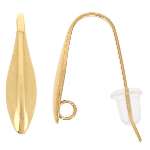 Pendientes de diseño 17 mm - Acero inoxidable 304L dorado x2