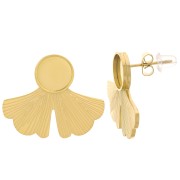 Pendientes de hoja de ginkgo 20x24mm para cabujón de 8mm Acero inoxidable Dorado 316L x2|raw }}