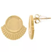 Pendientes étnicos 15 mm para cabujón 8 mm - Acero inoxidable 304L Dorado x2