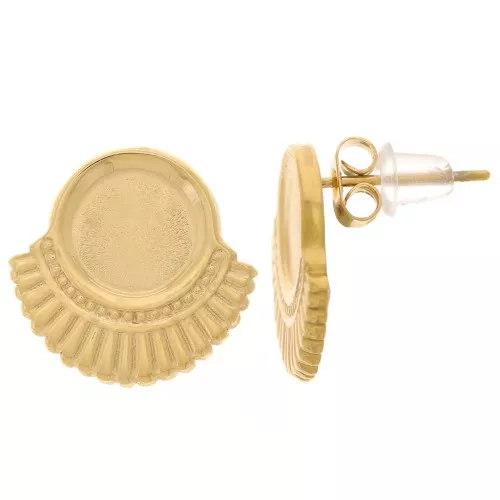 Pendientes étnicos de 15 mm para cabujón de 8 mm - Acero inoxidable 316L Dorado x2