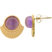 Pendientes étnicos 15 mm para cabujón 8 mm - Acero inoxidable 304L Dorado x2