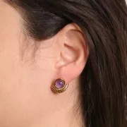 Pendientes étnicos de 15 mm para cabujón de 8 mm - Acero inoxidable 316L Dorado x2