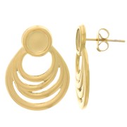 Pendientes huecos 24x18mm para cabujón de 6mm - Acero inoxidable Dorado 304L x2