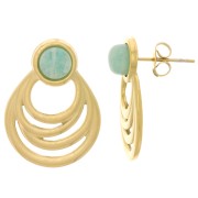 Pendientes huecos 24x18mm para cabujón de 6mm - Acero inoxidable Dorado 304L x2