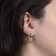 Pendientes huecos 24x18mm para cabujón de 6mm - Acero inoxidable Dorado 304L x2