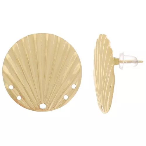Pendientes de concha de 23 mm con 5 agujeros - Acero inoxidable dorado 304 x2